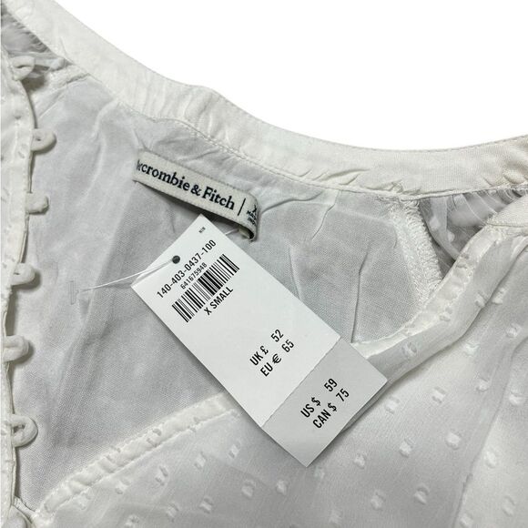 NWT ABERCROMBIE & FITCH Seersucker Flutter Sleeve Bodysuit White Size XS - Picture 5 of 7